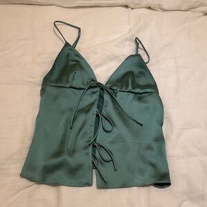 Zara Green Satin Camisole Top